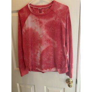Hello Mello Dyes The Limit Tie Dye Lounge Top Small/Medium Pink Stretch Crew